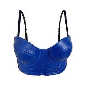 Blue patched corset top